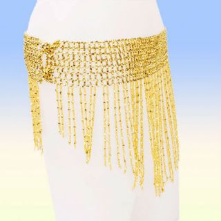 Hot Bead Belly Dance Dancing Costumes Hip Skirt Scarf Belt Wrap Gold