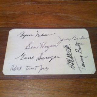 Ben Hogan Gene Sarazen Byron Nelson Robert Trent Jones Autograph COA 