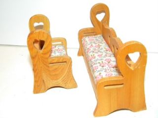   Doll Furniture Wooden Heart Sofa Bench and Chair Loveseat