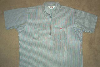 Ben Davis Striped Pull Over Work Style Zip Neck XL Shirt