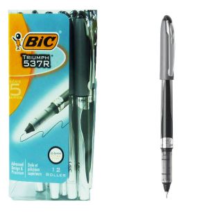 34091 12pk BIC Triumph 537R 0 5mm Needle Point Roller Extra Fine Pens 