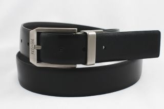 Kenneth Cole Mens Textured Black Reversible Leather Belt   38   NEW w 