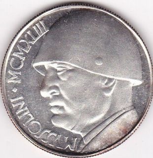ITALY 20 LIRE COIN FEATURING BENITO MUSSOLINI WORLD WAR II MEDAL 