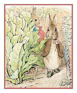 Beatrix Potter Benjamin Rabbit Eats Lettuce Counted Cross Stitch Chart 