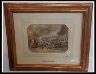    18C Military Watercolor Painting by Benjamin West Battle of La Hogue