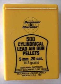 Box BENJAMIN SHERIDAN 5MM 20 CAL LEAD AIR GUN PELLETS 500 Count