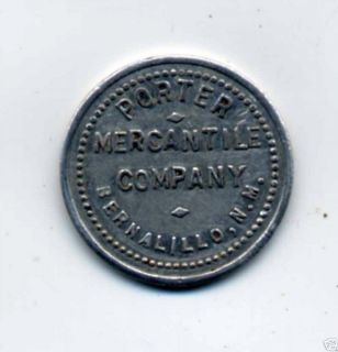 Old 5 Cent Trade Token Porter Mercantile Bernalillo