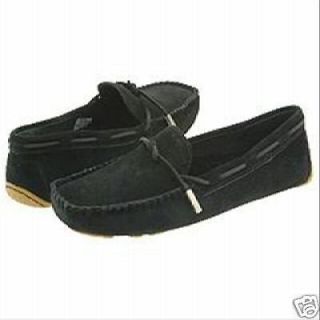 nib womens ugg tie bow moccasins shoes slippers 5 black