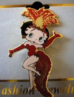 Betty Boop Showgirl Pin Carnivale Vegas Feathers Red Sexy Carded Gift 