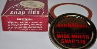 Vintage BerNARdin Wide Mouth Canning Lids Collectors One Dozen Jar new 