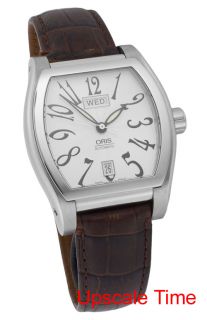 Oris Miles Tonneau Esfera Plateada Automatic Mens Luxury Watch OR635 