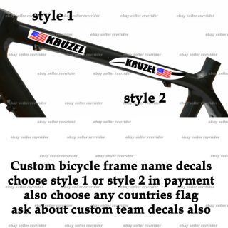 Mountain Bike or Road Bicycle Frame Custom Name Sticker