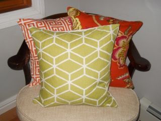    Braemore fabric pillow cover geometric green white throw gate Bethe