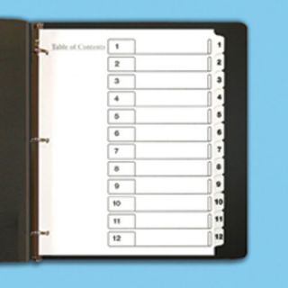   Notebook Binder Table of Contents Dividers 12 Tab White