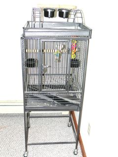 Large Metal Bird Cage Mint Condition with Accessories