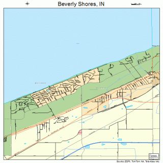 Beverly Shores Indiana Street Road Map in Atlas Poste