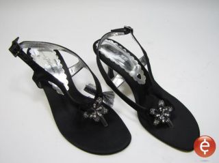 Beverly Feldman Shoes Hello Hollywood Black Thong Slingback Heel Shoes 