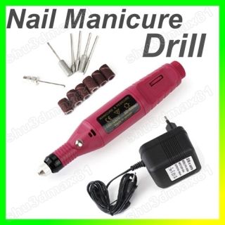 Pen Shaped Electric Nail Art Drill File Manicure 6 Bits