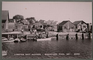Biddeford Pool, Maine, bait houses, 1952 drawing & card