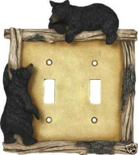 Black Bear Double Switch Plate Cover Cabin Home Decor