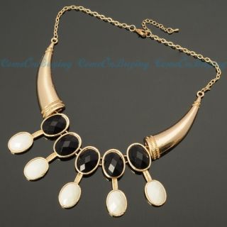   Chain Jewelry Circle Black White Resin Pendant Necklace N1526