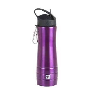  Stainless Steel Camping Cycling Sport Water Bottle w/ carabiner Purple