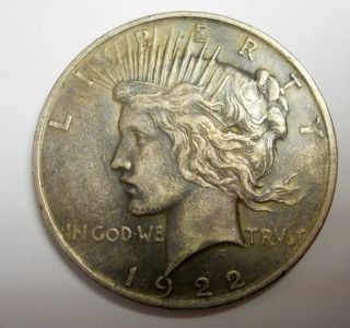 One Dollar Coin 1922 D Peace Liberty United States of America