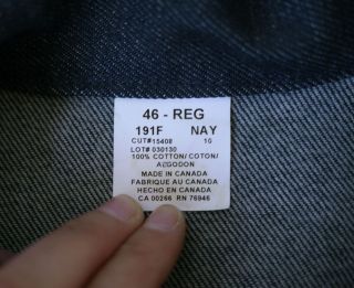 New w Tags Big Bill Mens Heavy Denim Jean Work Jacket 46R Canada Made 