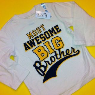 New Most Awesome Big Brother Baby Boys Graphic Shirt 3T 4T Gift Nice 