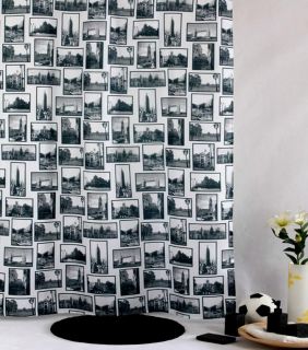 BLACK WHITE FAMOUS SHOWER CURTAIN WORLD CITY PICTURE PORTRAIT A 70x72 