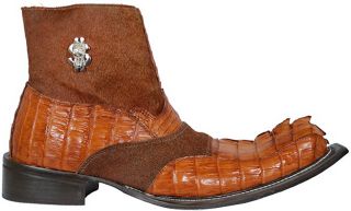 Pecos Bill Cortez Brandy Crocodile Tail Pony Boots Sz12