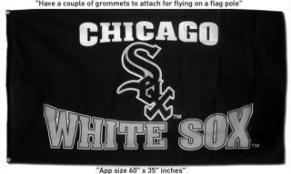 Big New Deluxe Chicago White Sox Banner Flag 3x5 Flagpole Black 