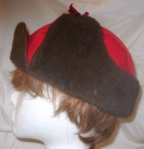 1950s ABERCROMBIE & FITCH earflap cap/hat red cotton/plush