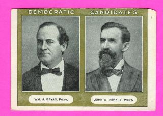 William J Bryan John W Kern Postcard 1908 election Huntington 
