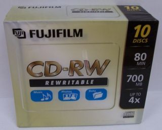 Blank CD RW80 4X Fuji Rewritable CD Discs in Slim Case in a 60 Lot C1 