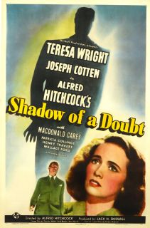 Hitchcocks Shadow of A Doubt Orig Movie Poster RARE
