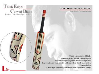 Adidas Master Blaster County English Willow Cricket Bat Size SH Free 