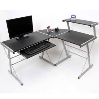 Modern L Shape Corner Desk Office Computer Desk L Shaped Table Black 