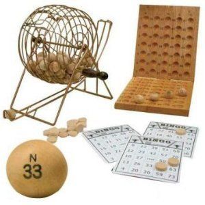 Deluxe 7 Wire Cage Bingo Set with Wood Balls & Wood Board* JOGO*GAME 