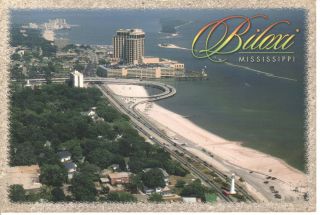Biloxi Mississippi Lighthouse Deer Island Gulf Coast Postcard