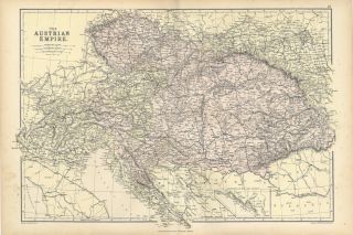 RARE Antique Blackie 1882 Atlas Map of Austrian Empire