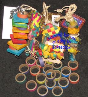 Parrot Bird Toys Mini Party Pack 5 Toys 20 Birdy Bagels Fair Trade 