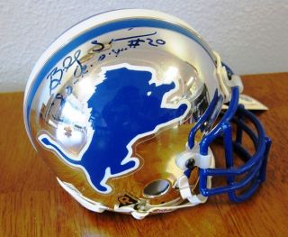 Billy Sims Autographed Mini Chrome Football Helmet Le 2000 Detroit 