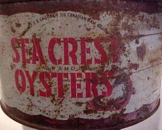 Sea Crest Oysters One Half Gallon Oyster Can Bivalve NJ