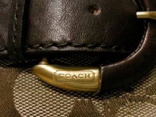 398 Coach Blane Signature Jacquard Leather Trim Knee High Khaki Boots 