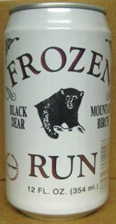 Frozen Run Black Bear Mountain Birch Soda Can with Bear
