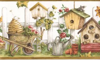 Country Birdhouse Wheelbarrow Sale$8 Wallpaper Border 994