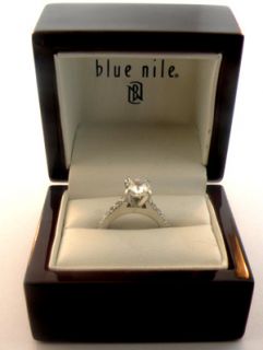 Ladies Platinum Diamond Blue Nile Engagement Ring GIA Cert Size 4 1 2 