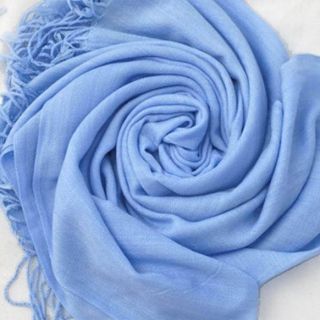 NEW Style Sky Blue Lady Womens Fringe Cashmere Long Soft Solid Shawl 