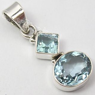 925 Silver Blue Topaz Beautiful Pendant 3 1cm Jewelry